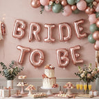 Bride to Be foliebanner med 30 ballonger – rose gold og hvit