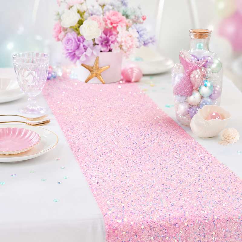 Glittrende Rosa Bordløper, 2.75 meter