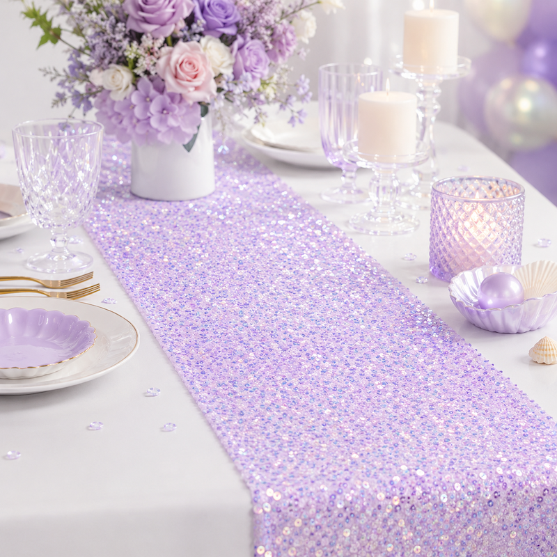 Lavendel Glitter Bordløper, 2.75 meter