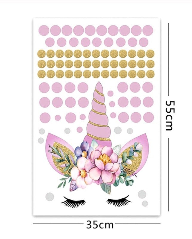 Unicorn Wallsticker Rosa & Gull