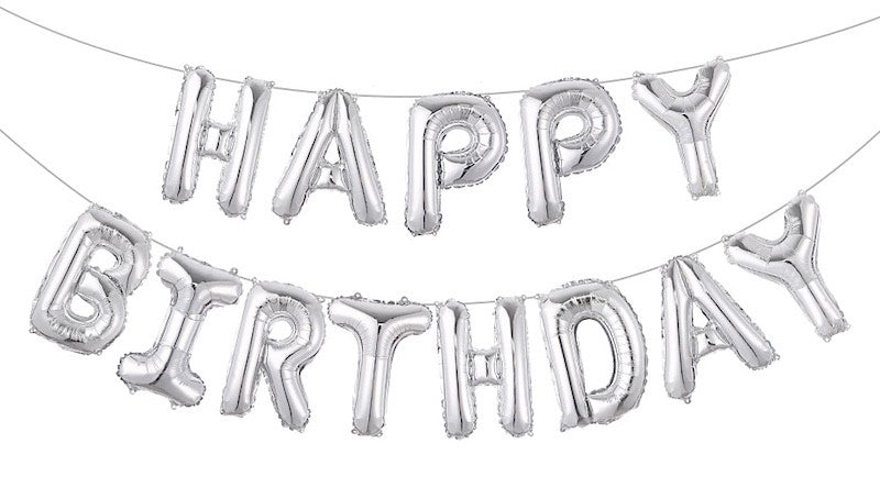 Sølv Happy Birthday Foliebanner