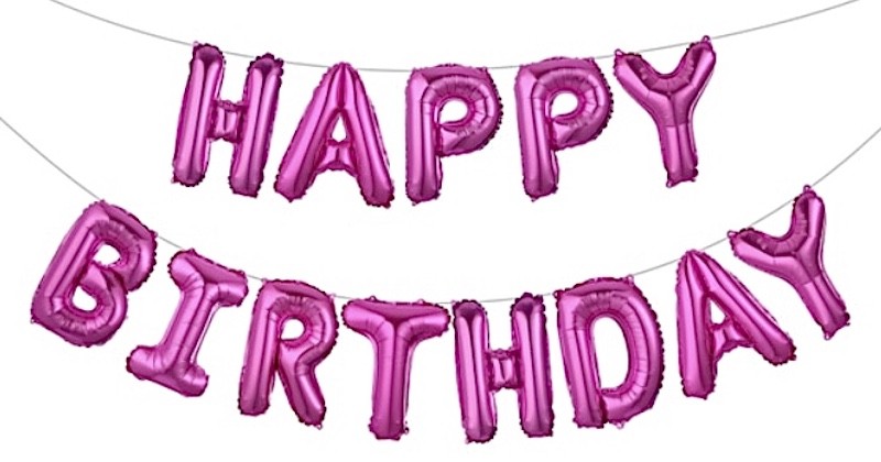 Mørkerosa Happy Birthday Foliebanner