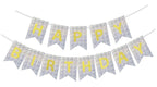 Sølvglitter Happy Birthday Pappbanner