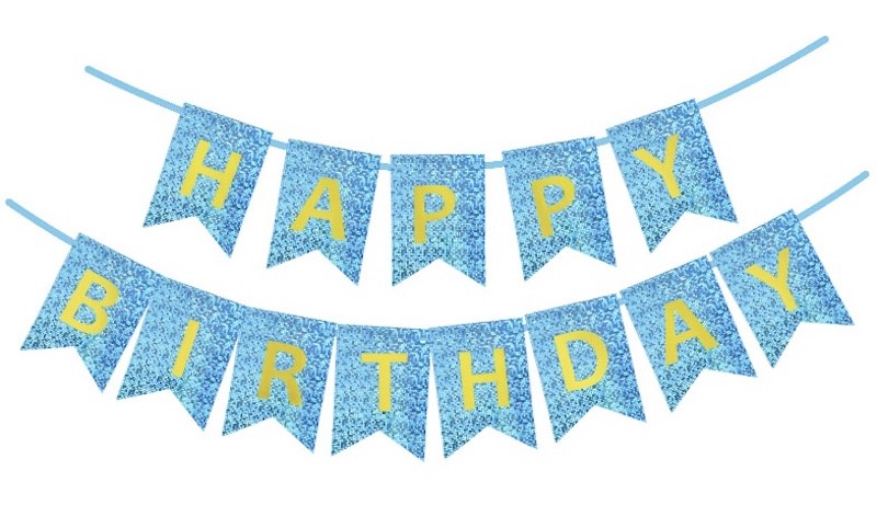 Glitter Happy Birthday Banner, Turkis