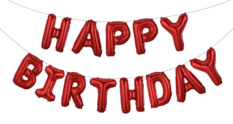 Rød Happy Birthday Foliebanner