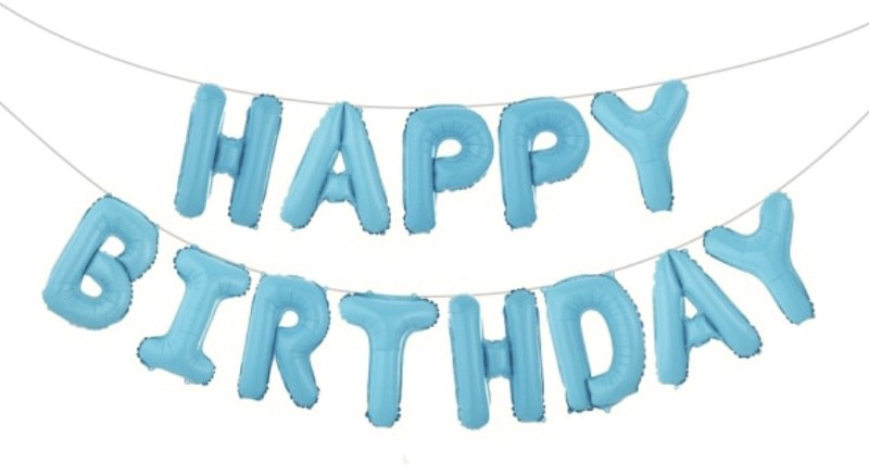 Lyseblå Happy Birthday Foliebanner
