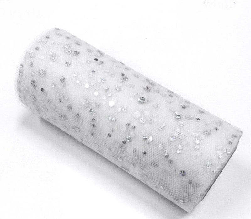 Hvit Organza Bordløper, 20 meter