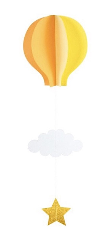 Luftballong Papirdekorasjon, Gul & Orange