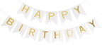 Bursdagsbanner, Hvit & Gull