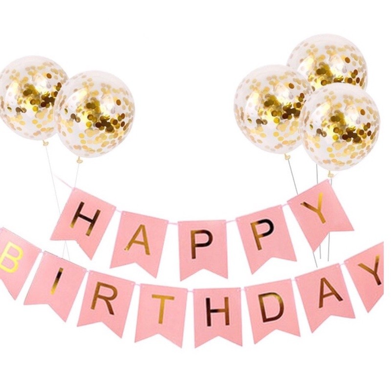 Banner med Ballonger, Rosa