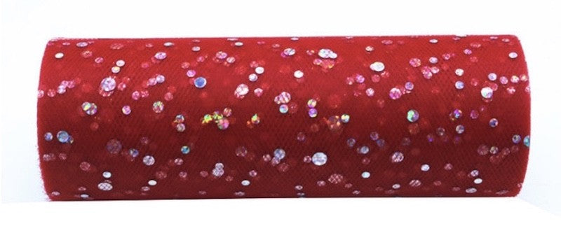 Rød Organza Bordløper, 8 meter