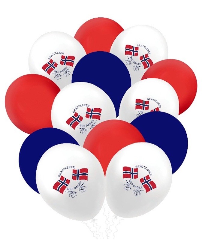Gratulerer med Dagen Ballongbukett, 24 ballonger