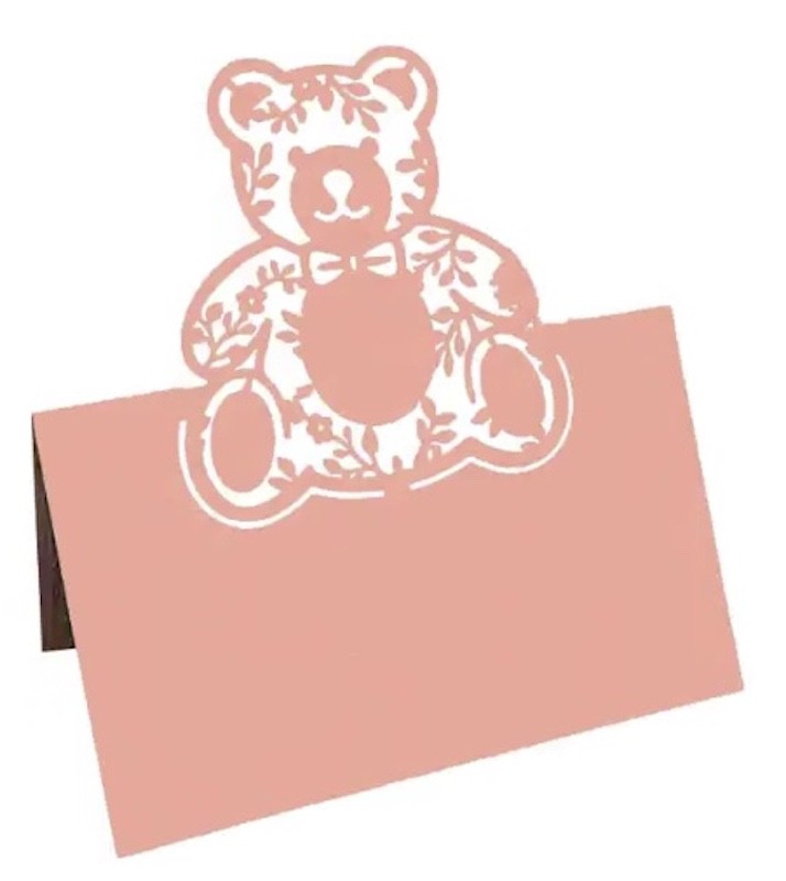 Rosa Bordkort med Bamse