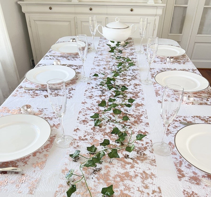 Rose Gold Glitter Bordløper, 9 meter