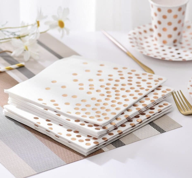 Hvite og Rose Gold Papirservietter