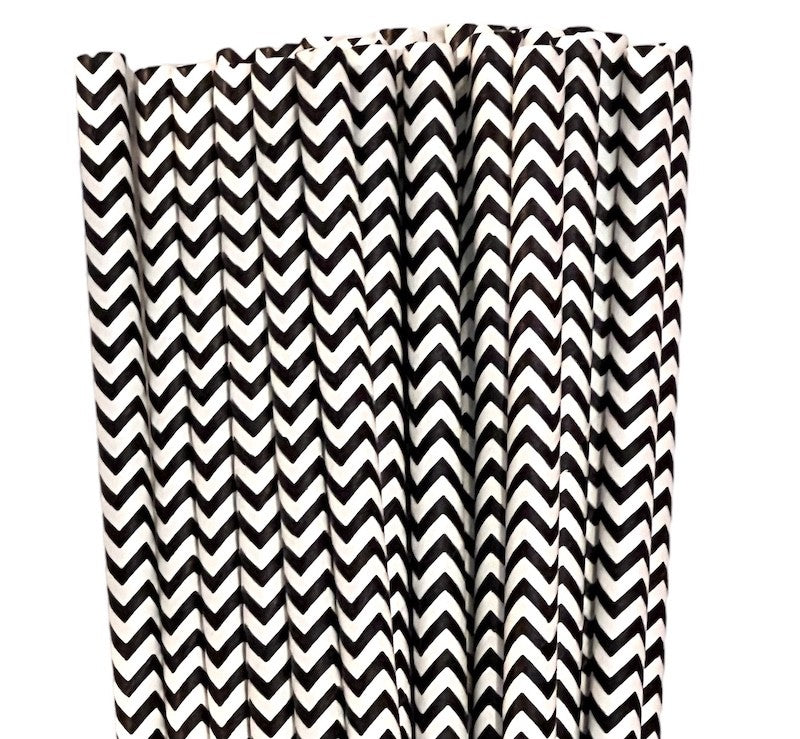 Sorte & Hvite Zig Zag Sugerør
