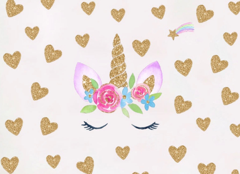 Enhjørning Wallsticker Gullhjerter