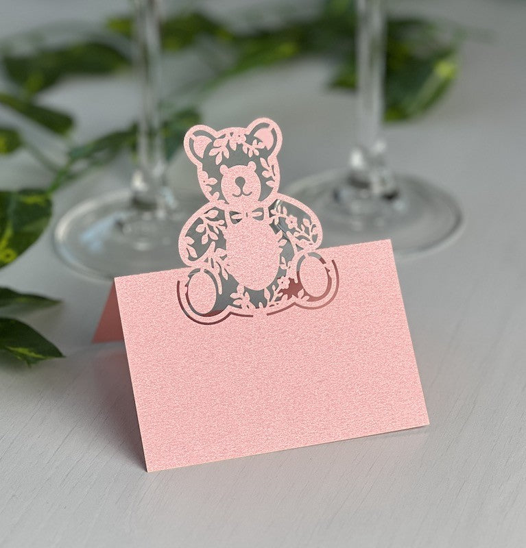 Rosa Bordkort med Bamse