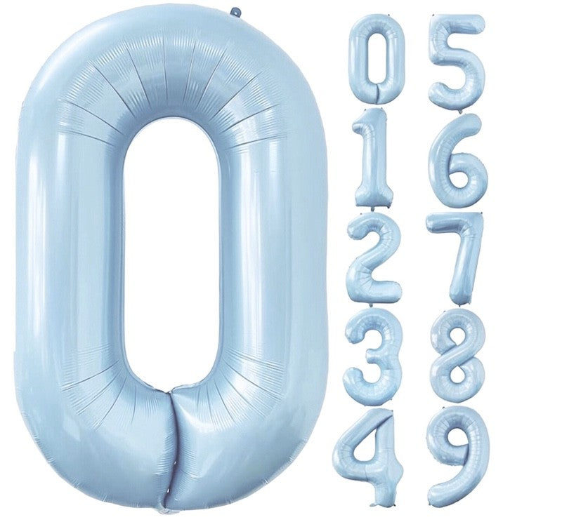 Lyseblå Tallballonger, 1 meter høye