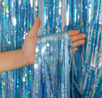 Blå Perlemor Glittergardin