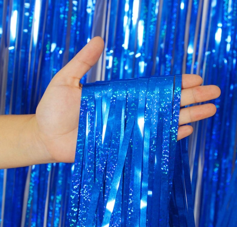Kongeblå Perlemor Glittergardin