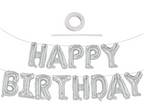 Sølv Happy Birthday Foliebanner