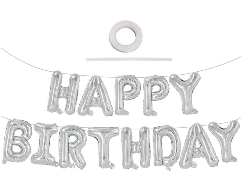 Sølv Happy Birthday Foliebanner
