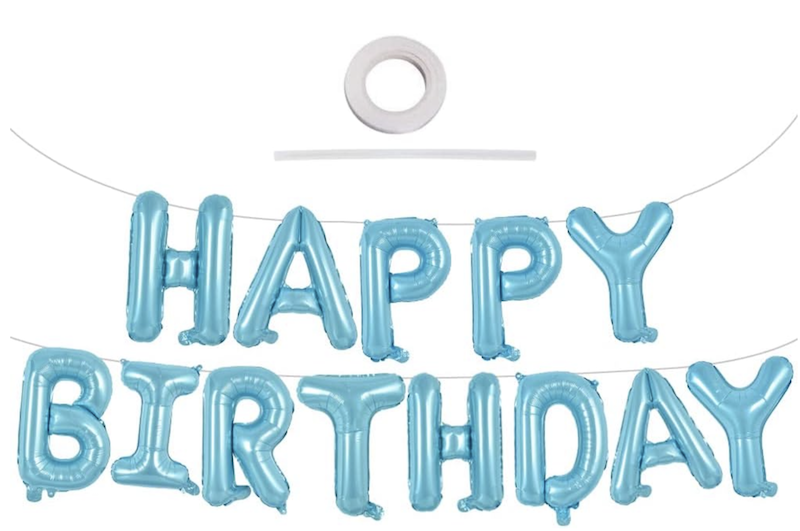 Lyseblå Happy Birthday Foliebanner