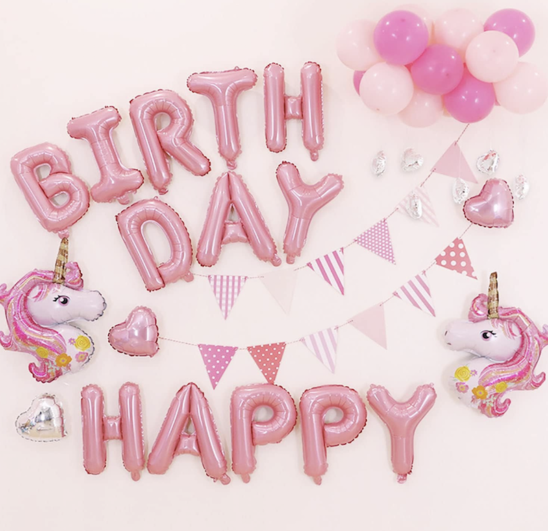 Lyserosa Happy Birthday Foliebanner