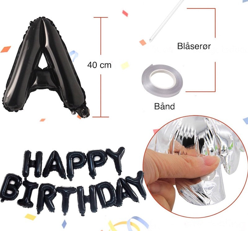 Sort Happy Birthday Foliebanner