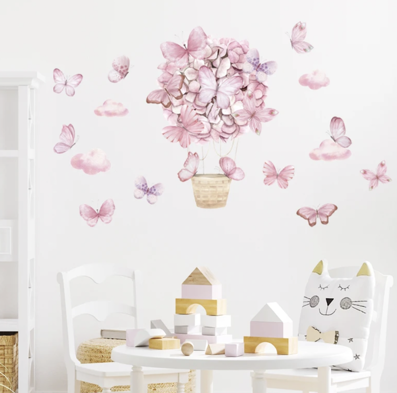 Rosa Sommerfugler Wallsticker