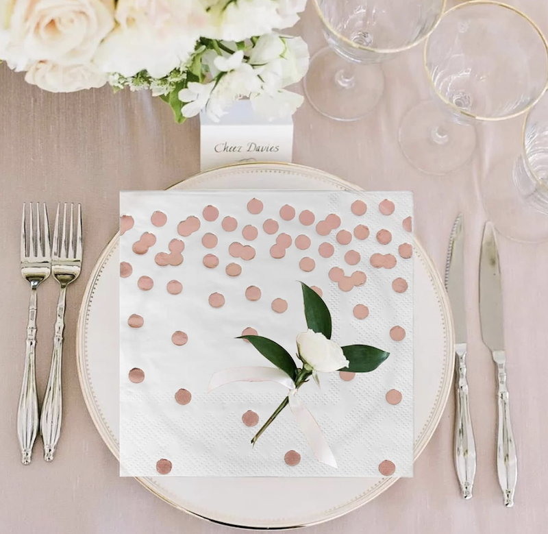 Hvite og Rose Gold Papirservietter