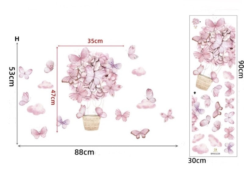 Rosa Sommerfugler Wallsticker