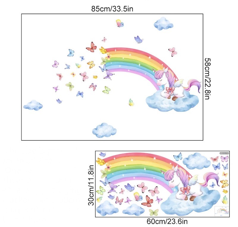 Unicorn Regnbue Wallsticker