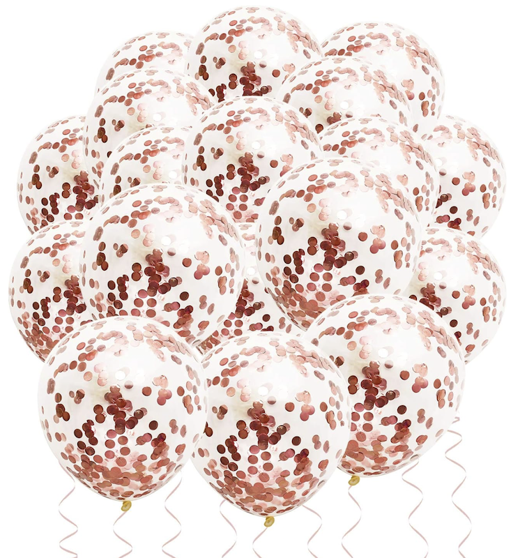 Rose Gold Konfettiballonger, 20 stk