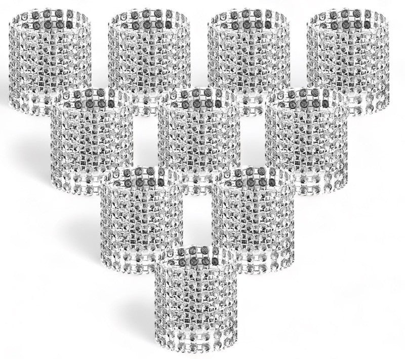 Serviettringer Sølv Strass, 10 stk