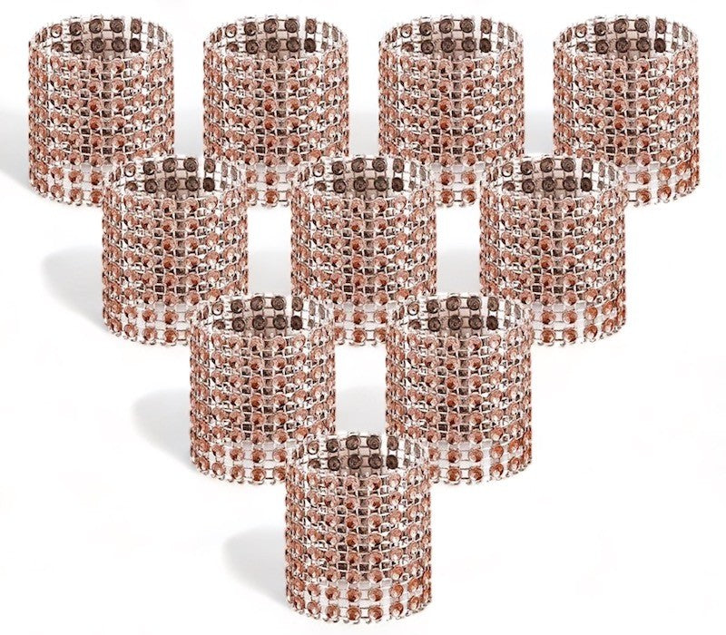 Serviettringer Rose Gold Strass, 10 stk