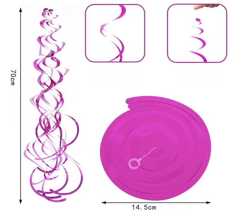 Mørkerosa Swirls, 6 stk