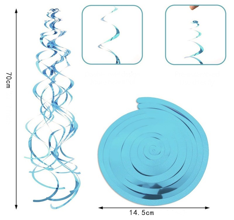 Mellomblå Swirls, 6 stk