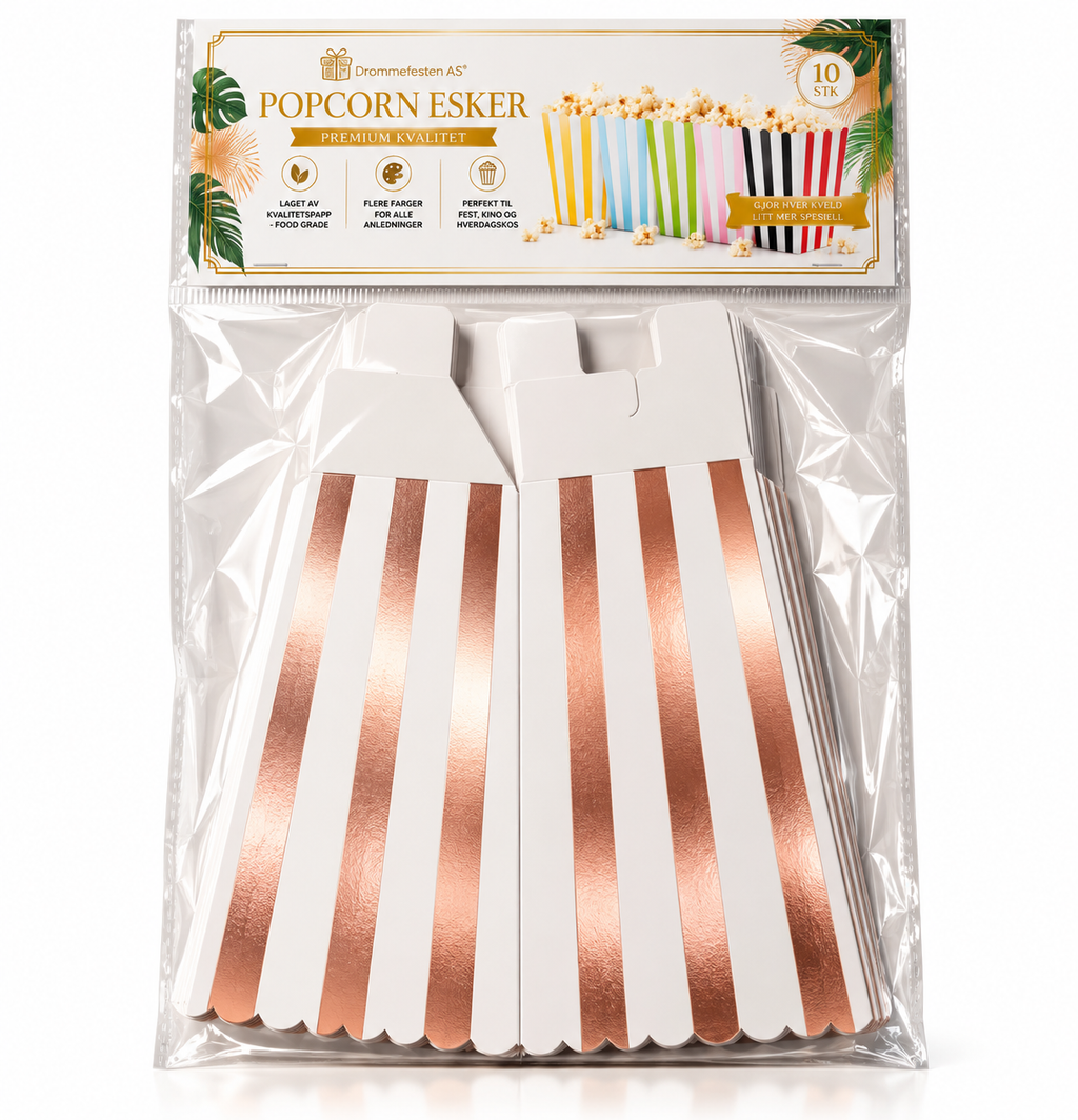 Rose Gold Popkornbegre - 10 stk