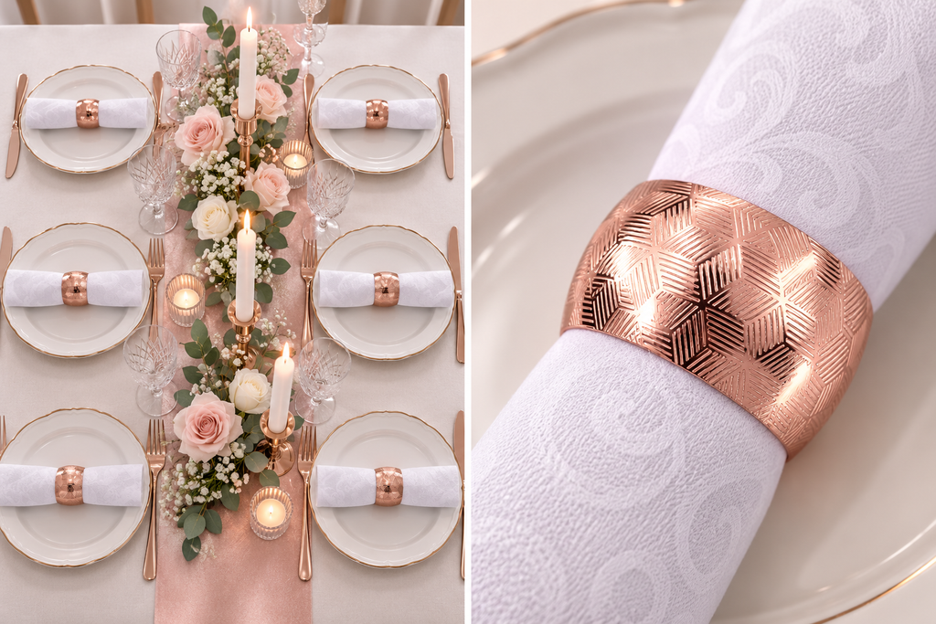 6 stk Rose Gold Serviettringer