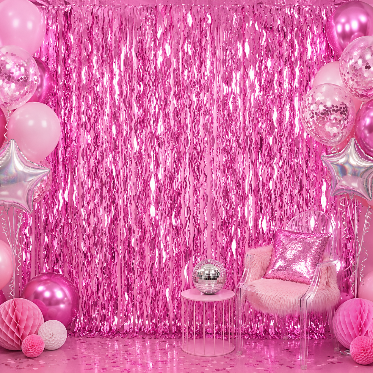 Rosa Shimmer Glittergardin