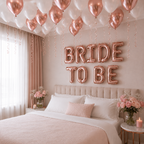 Bride to Be foliebanner med 30 ballonger – rose gold og hvit