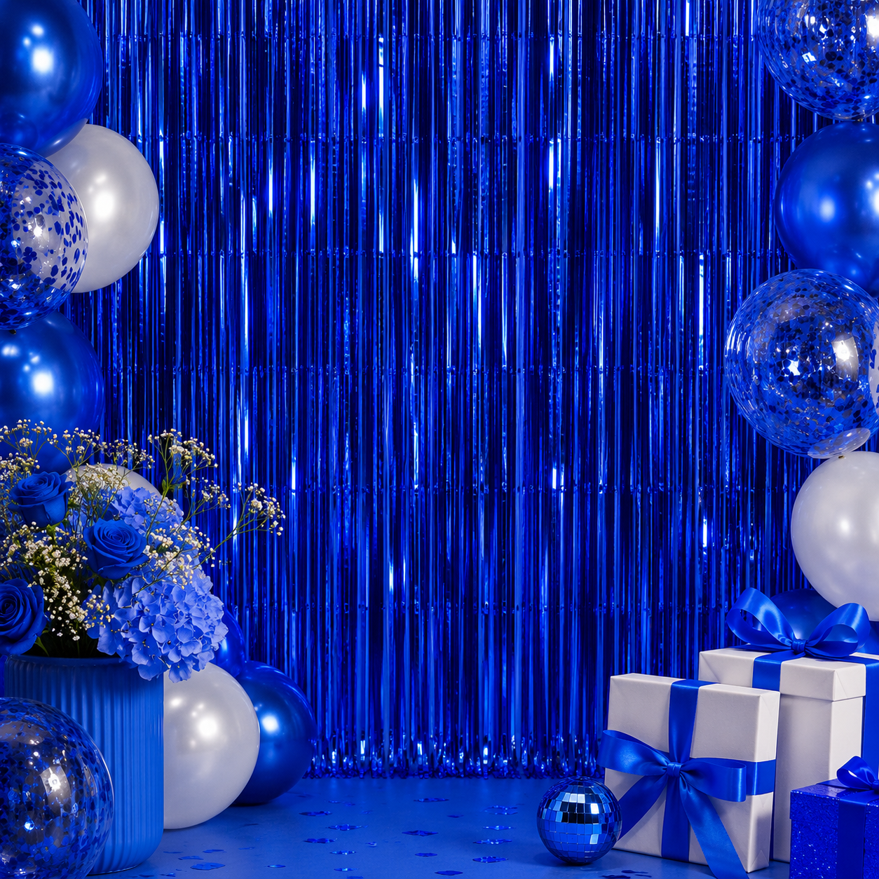 Kongeblå Glittergardin