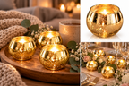Telysholdere i gullfarget glass – 12 stk