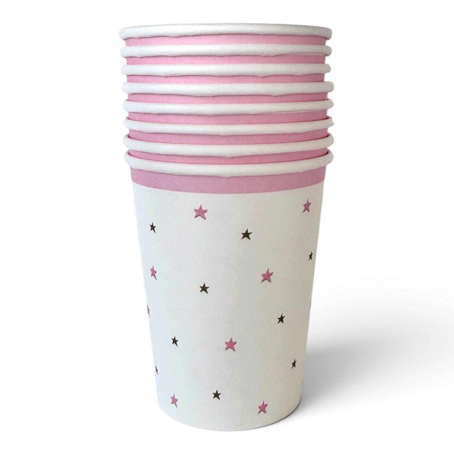Rosa Pappkopper med Stjerner