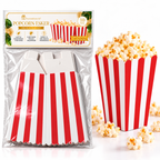 Røde og hvite popkornbegre - 10 stk
