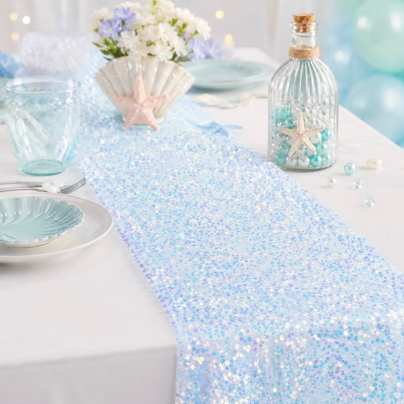 Blå Glitter Bordløper, 2.75 meter