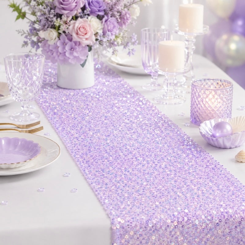 Lavendel Glitter Bordløper, 2.75 meter