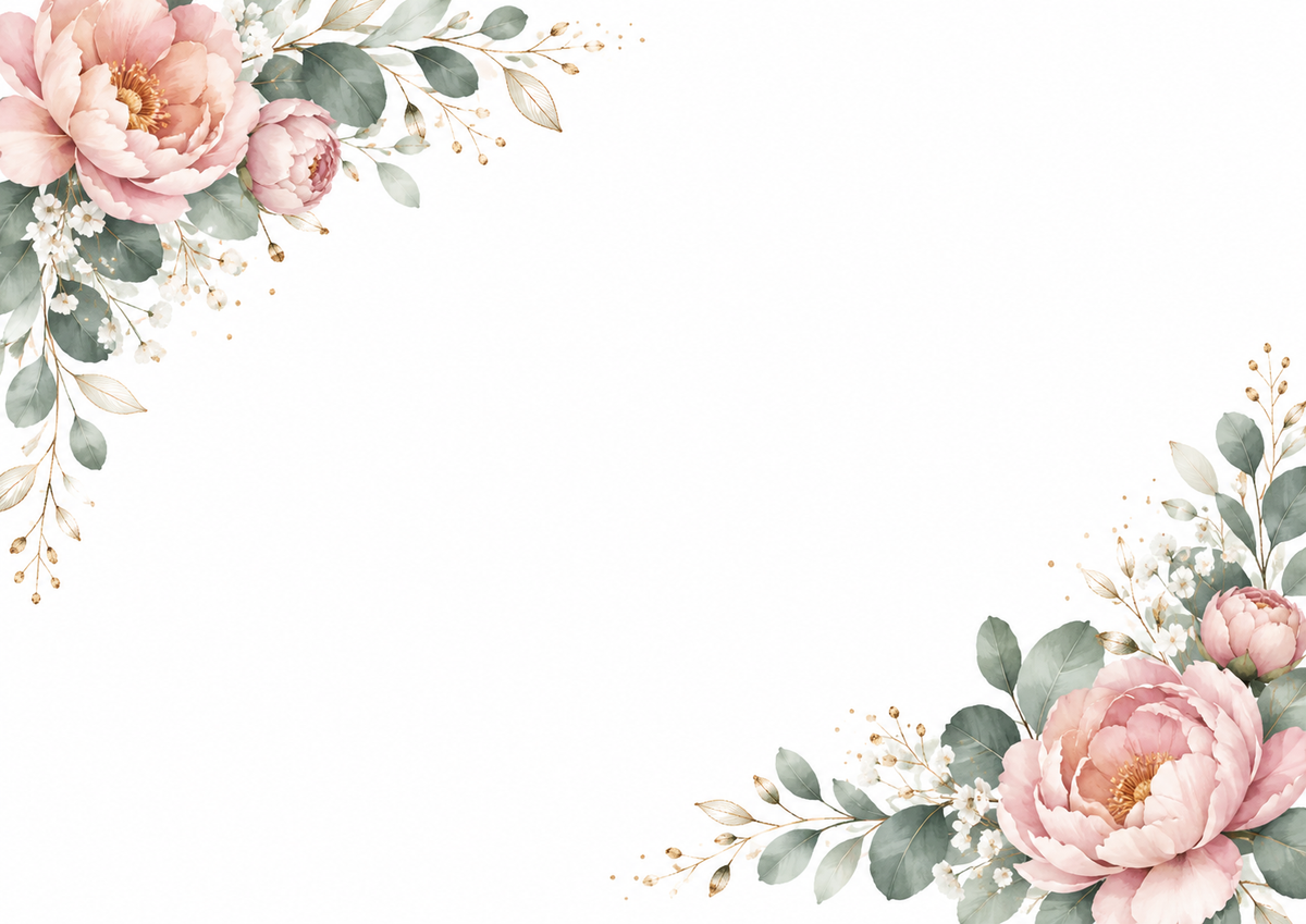Motivmal: Konfirmasjon jente – blomster og gull